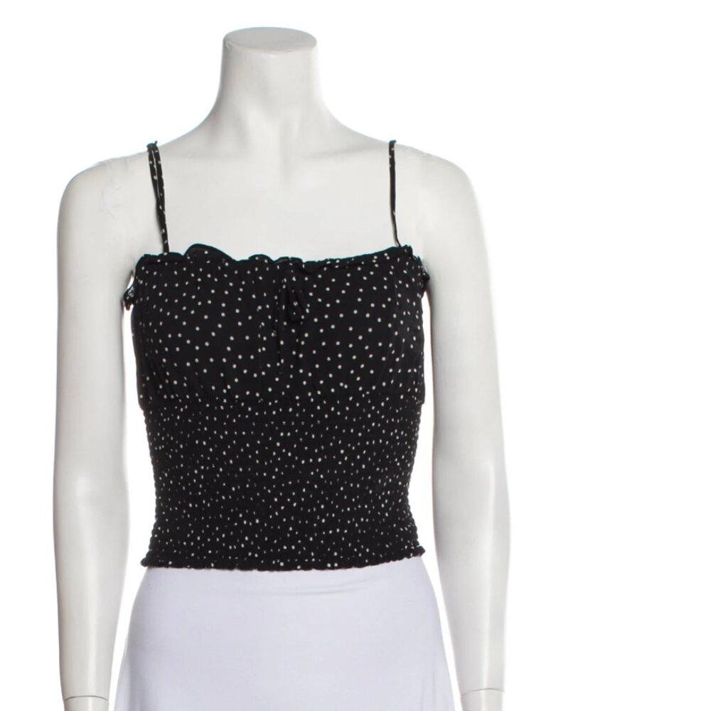 Reformation Polka Dot Print Square Neckline Crop Top